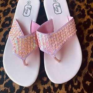NWOT Easy USA Sequin pink size 9 flip flops